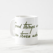 魚釣り来の餌付けをする人の良い事 コーヒーマグカップ (正面左)