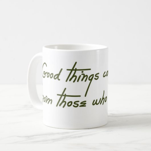 魚釣り来の餌付けをする人の良い事 コーヒーマグカップ (正面左)