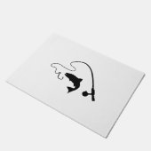 魚釣り棒と魚、魚釣り ドアマット (アングル)