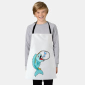 魚釣り棒付き魚 エプロン (着用した状態)