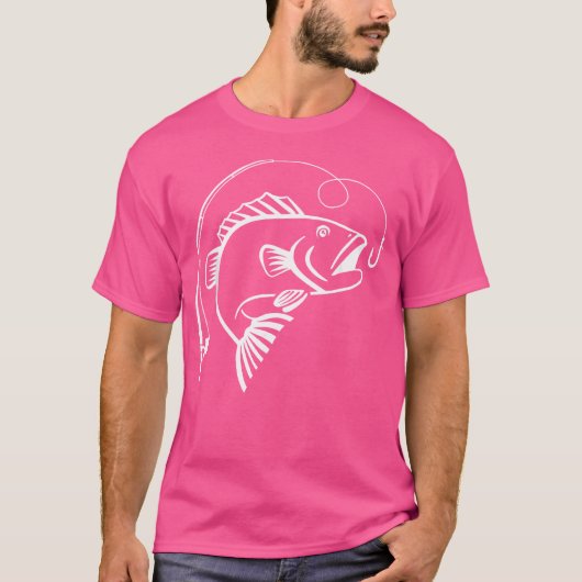 魚釣り棒付き魚 Tシャツ (正面)