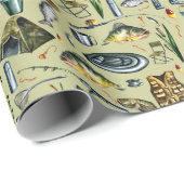 魚釣り機器魚筏テントワダーパターン ラッピングペーパー (ロールコーナー)