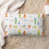 魚釣り水色ブイとルアー ランバークッション (ブランケット)