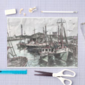 魚釣り波止場ヴィンテージ切り離しティッシュペーパー 薄葉紙 (クラフト)