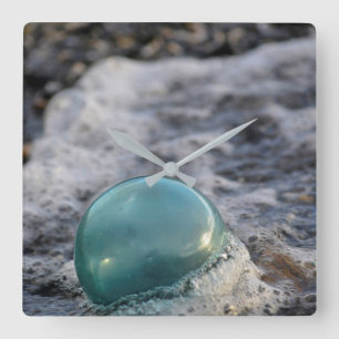 魚釣り浮きをサーフで囲む スクエア壁時計