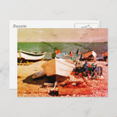 魚釣り港Yportフランス ポストカード (正面/裏面)