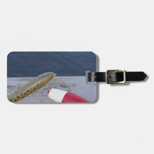 魚釣り湖の赤白青... ラゲッジタグ (正面横)
