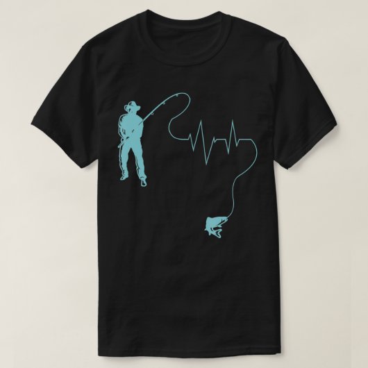 魚釣り漁師の魚のネッティング長網 Tシャツ (デザイン正面)