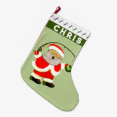 魚釣り漁師ギフト ラージクリスマスストッキング (正面 (吊り時))