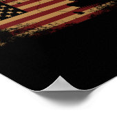 魚釣り漁師魚釣りアメリカ国旗の愛国心 ポスター (角)