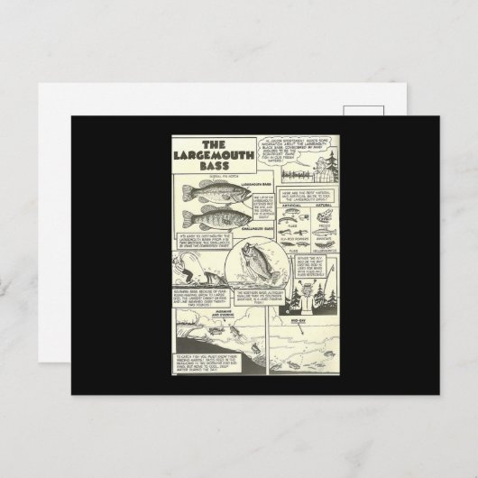魚釣り漫画ブックティップバスベイトカワイイ ポストカード (正面/裏面)