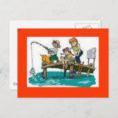 魚釣り漫画絵葉書 ポストカード (正面/裏面)