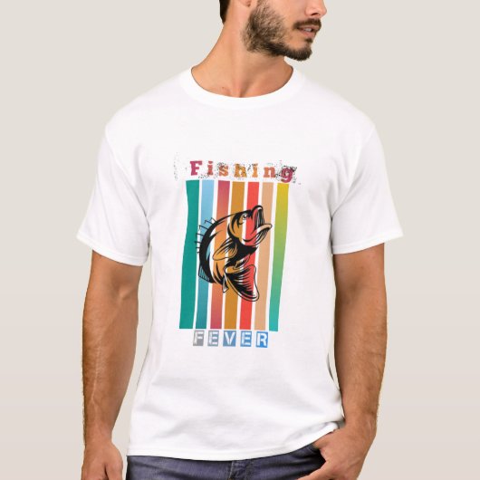 魚釣り熱レトロヴィンテージTシャツ Tシャツ (正面)