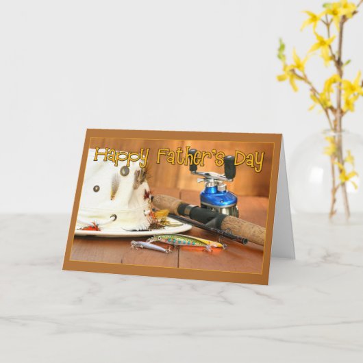 魚釣り父の日 カード (黄色い花)