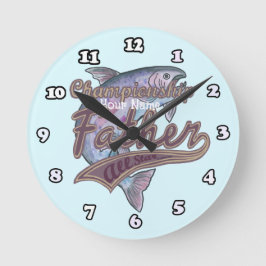 魚釣り父 ラウンド壁時計