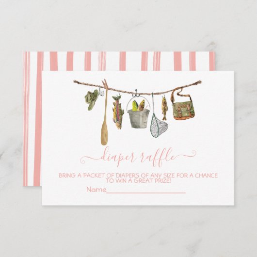 魚釣り物干しおむつラッフルガールカード 招待状 (正面/裏面)