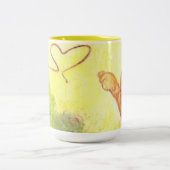 魚釣り犬および(クローズアップ)猫/マグ ツートーンマグカップ (中央)