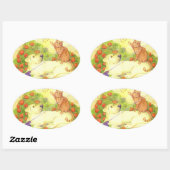 魚釣り犬 楕円形シール (シート)