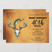 魚釣り狩りテーマ40th誕生日パーティー 招待状 (正面/裏面)