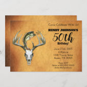 魚釣り狩りテーマ50thバースデーパーティー 招待状 (正面/裏面)