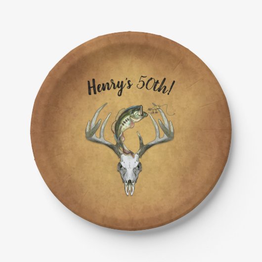 魚釣り狩り50th誕生日パーティー ペーパープレート (正面)