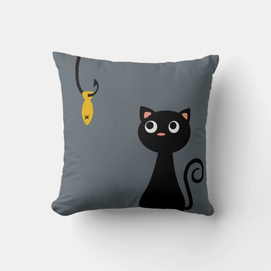 魚釣り猫 クッション (正面)