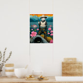 魚釣り猫 ポスター (キッチン)