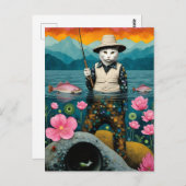 魚釣り猫 ポストカード (正面/裏面)