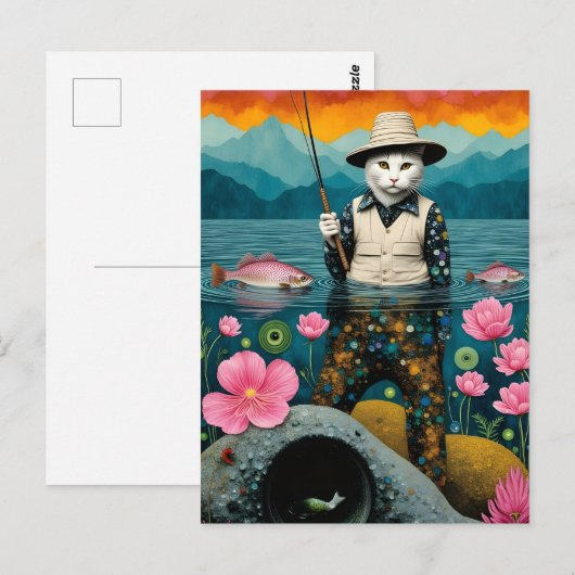 魚釣り猫 ポストカード (正面/裏面)