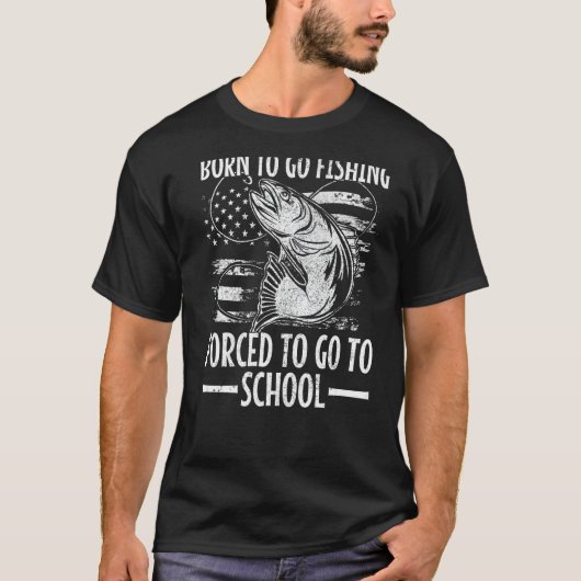 魚釣り生まれがスクールバスフェスに行くことを余儀なくされる Tシャツ (正面)