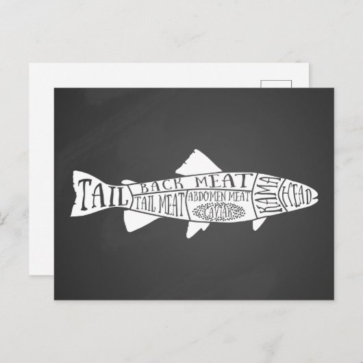 魚釣り用の魚介類キャビア肉切り ポストカード (正面/裏面)