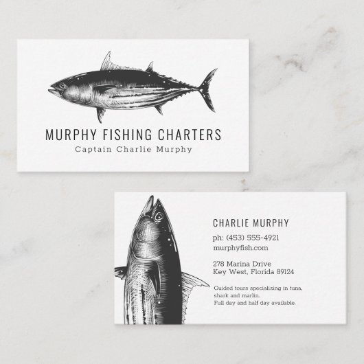 魚釣り用船モダン長 名刺 (正面/裏面)