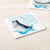 魚釣り祈りの言葉 スクエアペーパーコースター (アングル)