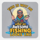 魚釣り祝冒険のスリル スクエアシール (正面)