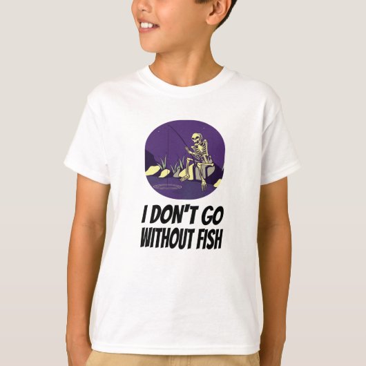 魚釣り私は魚なしで秋眠らない Tシャツ (正面)