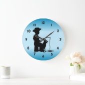 魚釣り穴 ラージ壁時計 (ホーム)