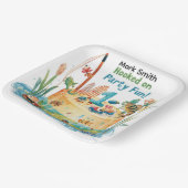 魚釣り第1の誕生日パーティーとケーキデザイン ペーパープレート (傾斜あり)