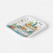 魚釣り第1の誕生日パーティーとケーキデザイン ペーパープレート (傾斜あり)