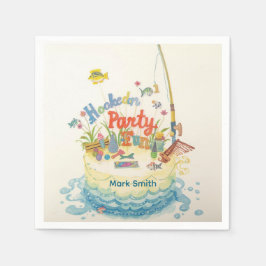 魚釣り第1の誕生日パーティーとケーキ装飾 スタンダードカクテルナプキン