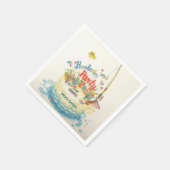 魚釣り第1の誕生日パーティーとケーキ装飾 スタンダードカクテルナプキン (角)