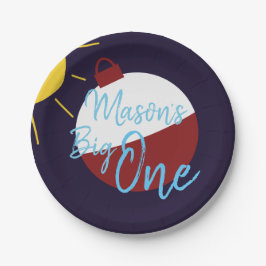魚釣り第1回誕生日ビッグワンフィッシュ ペーパープレート