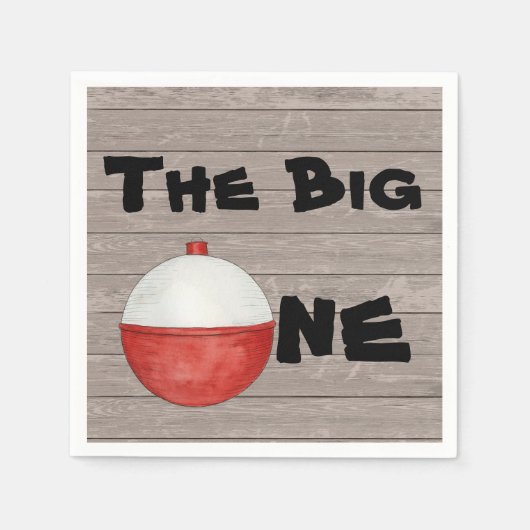 魚釣り第1誕生日 スタンダードカクテルナプキン (正面)