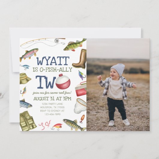魚釣り第2バースデーフォト招待状 招待状 (正面)