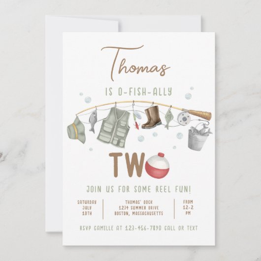 魚釣り第2誕生日O-Fish-Ally二誕生日 招待状 (正面)