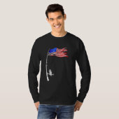 魚釣り米国国旗 Tシャツ (正面フル)