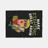 魚釣り素晴らし再びトランプおもしろいフィッシャーマンアングラーG フリースブランケット (正面(横))