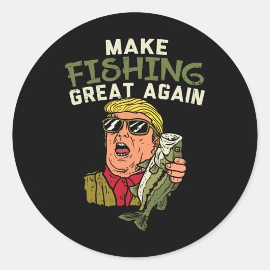 魚釣り素晴らし再びトランプおもしろいフィッシャーマンアングラーG ラウンドシール (正面)