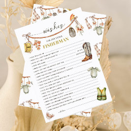 魚釣り素朴の赤ちゃんシャワーの願いベビーカード