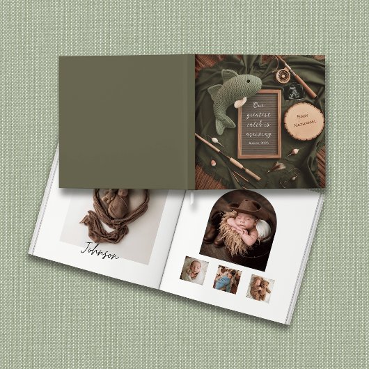 魚釣り素朴をテーマにしたベビーブック記念テープ ゲストブック