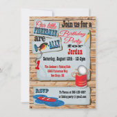 魚釣り素朴バースデーパーティートツインズ招待状 招待状 (正面)